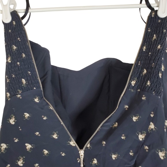 Club Monaco Harper Silk Navy Floral Strapless Mini Dress Size 8 Party Cocktail - Picture 14 of 16